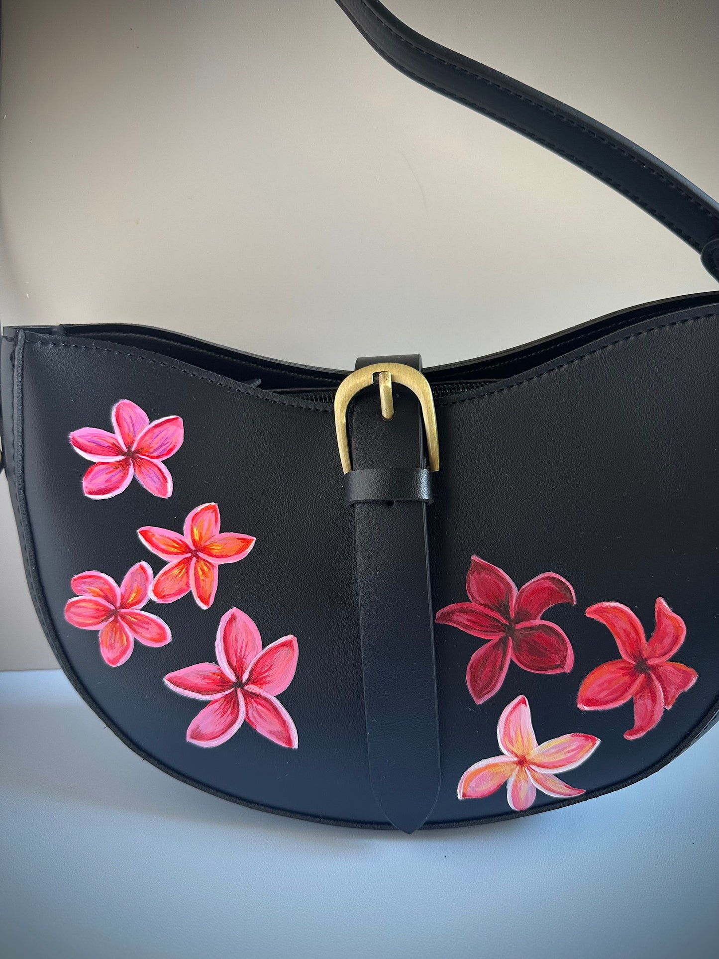 Plumeria Crescent Saddle Bag