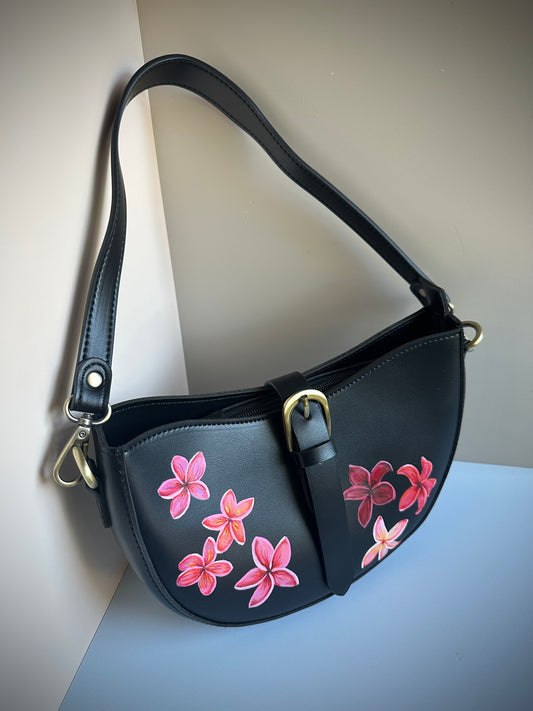 Plumeria Crescent Saddle Bag